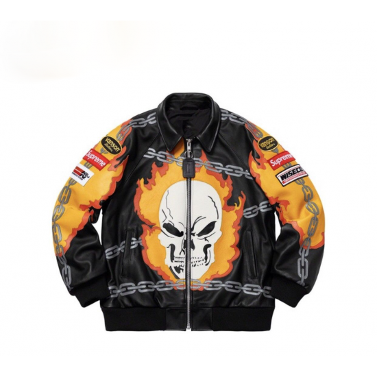 Supreme × Vanson Leathers Ghost Rider Black Leather Jacket