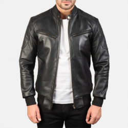 Sven Black Leather Bomber Jacket Sven Black Leather Bomber Jacket