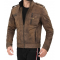 Tavares Distressed Cafe Racer Brown Leather Jacket