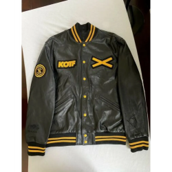 The Weeknd XO KOTF Leather Yellow Varsity Jacket
