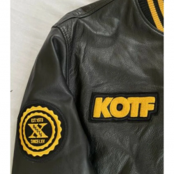 The Weeknd XO KOTF Leather Yellow Varsity Jacket