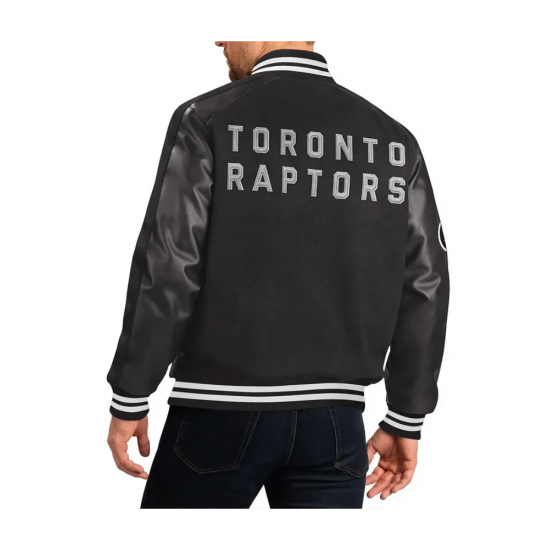 Toronto Raptors Varsity Black Wool Leather Jacket