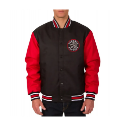 Toronto Raptors Varsity Black and Red Wool Jacket