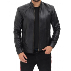 Trento Mens Black Fitted Quilted Leather Jacket