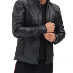 Trento Mens Black Fitted Quilted Leather Jacket Trento Mens Black Fitted Quilted Leather Jacket