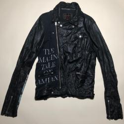 Undercover Klaus Black Leather Hybrid Jacket  Undercover Klaus Black Leather Hybrid Jacket
