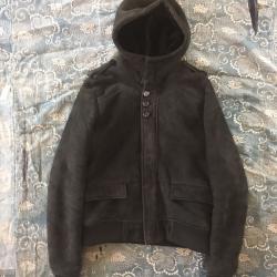 Undercover Old Mouton Black Leather Jacket Hoodie  Undercover Old Mouton Black Leather Jacket Hoodie