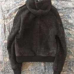 Undercover Old Mouton Black Leather Jacket Hoodie  Undercover Old Mouton Black Leather Jacket Hoodie