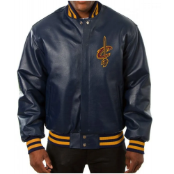 Varsity Cleveland Cavaliers Navy Blue Leather Jacket