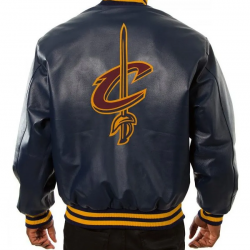 Varsity Cleveland Cavaliers Navy Blue Leather Jacket Varsity Cleveland Cavaliers Navy Blue Leather Jacket