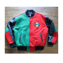 Varsity Cross Color Red and Green Jacket