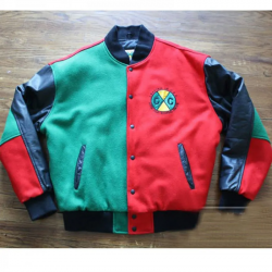 Varsity Cross Color Red and Green Jacket Varsity Cross Color Red and Green Jacket