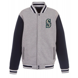 Varsity Seattle Mariners Navy Blue and Gray Wool Jacket