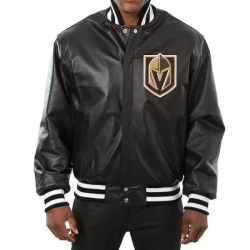 Vegas Golden Knights Varsity Black Leather Jacket Vegas Golden Knights Varsity Black Leather Jacket