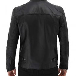 Vermont Black Leather Cafe Racer Motorcycle Jacket Vermont Black Leather Cafe Racer Motorcycle Jacket