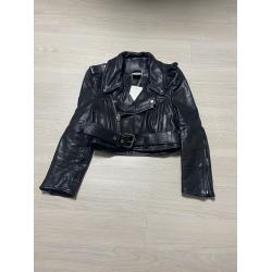 Vetements Men's XS Cropped Black Leather Biker Jacket 