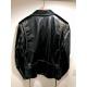 Vintage Distressed Black Calfskin Leather Biker Jacket with Removable Shearling Collar