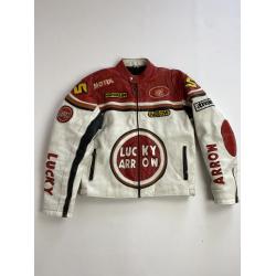 Vintage Japanese Racing Patchwork Men's Leather Jacket 