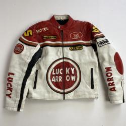 Vintage Japanese Racing Patchwork Men's Leather Jacket  Vintage Japanese Racing Patchwork Men's Leather Jacket
