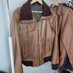 Vintage Leather Genuine Leather Men's Brown Bomber Jacket  Vintage Leather Genuine Leather Men's Brown Bomber Jacket