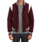 Virgin Leather Trimmed Wool Bomber Burgundy Teddy Jacket