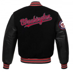 Washington Nationals MLB Black Varsity Jacket Washington Nationals MLB Black Varsity Jacket