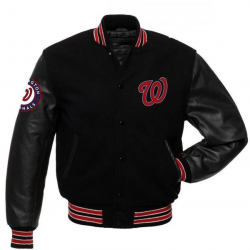 Washington Nationals MLB Black Varsity Jacket Washington Nationals MLB Black Varsity Jacket