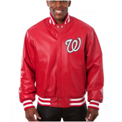 Washington Nationals Red Varsity Leather Jacket