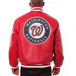 Washington Nationals Red Varsity Leather Jacket Washington Nationals Red Varsity Leather Jacket