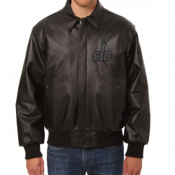 Washington Wizards Bomber Black Leather Jacket Washington Wizards Bomber Black Leather Jacket