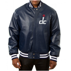 Washington Wizards Navy Blue Varsity Leather Jacket
