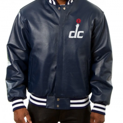 Washington Wizards Navy Blue Varsity Leather Jacket Washington Wizards Navy Blue Varsity Leather Jacket