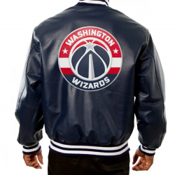 Washington Wizards Navy Blue Varsity Leather Jacket Washington Wizards Navy Blue Varsity Leather Jacket