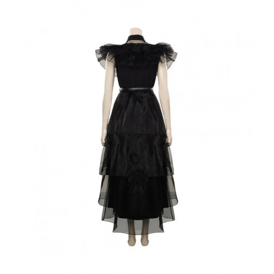 Wednesday Addams Black Party Dress Cosplay Costume Outfits Halloween Party Suit