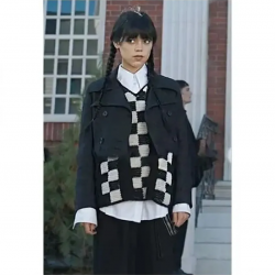 Wednesday Addams Cropped Black Wool Jacket Jenna Ortega A Murder of Woes Wednesday Addams Cropped Black Wool Jacket Jenna Ortega A Murder of Woes