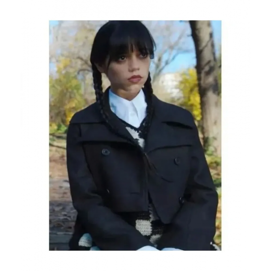 Wednesday Addams Cropped Black Wool Jacket Jenna Ortega A Murder of Woes