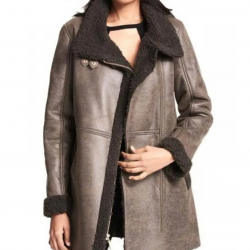 Women Asymmetrical Zip Shearling Leather Coat Women Asymmetrical Zip Shearling Leather Coat