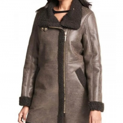 Women Asymmetrical Zip Shearling Leather Coat Women Asymmetrical Zip Shearling Leather Coat