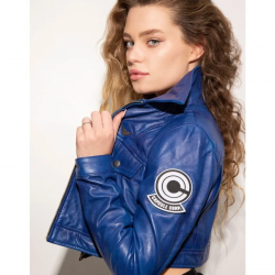 Women Future Trunks Capsule Corp Dragon Ball Purple Blue Leather Jacket Women Future Trunks Capsule Corp Dragon Ball Purple Blue Leather Jacket