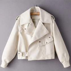 Womens Spring Fashion Retro Long Sleeve Washed PU Leather Solid Color Jacket Womens Spring Fashion Retro Long Sleeve Washed PU Leather Solid Color Jacket
