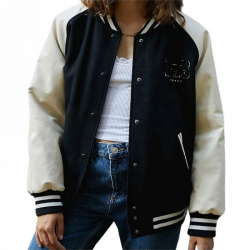 Women's White and Black Iets Frans Bomber Jacket Women's White and Black Iets Frans Bomber Jacket