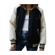 Women's White and Black Iets Frans Bomber Jacket
