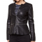 Womens Fashion Designer Leather Jacket Black