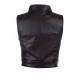 Womens Fashion Designer Leather Motorcycle Vest Black