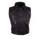 Womens Fashion Designer Leather Motorcycle Vest Black
