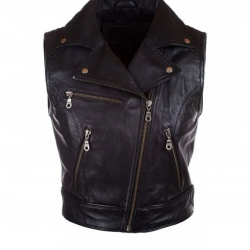 Womens Fashion Designer Leather Motorcycle Vest Black Womens Fashion Designer Leather Motorcycle Vest Black