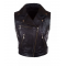 Womens Fashion Designer Leather Motorcycle Vest Black