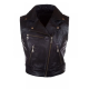 Womens Fashion Designer Leather Motorcycle Vest Black