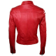 Womens Leather Biker Jacket Red Tan Stand Collar