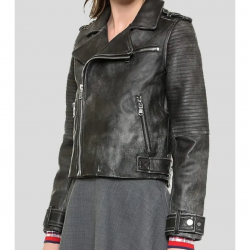 Womens Quilted Black Leather Biker Jacket Womens Quilted Black Leather Biker Jacket